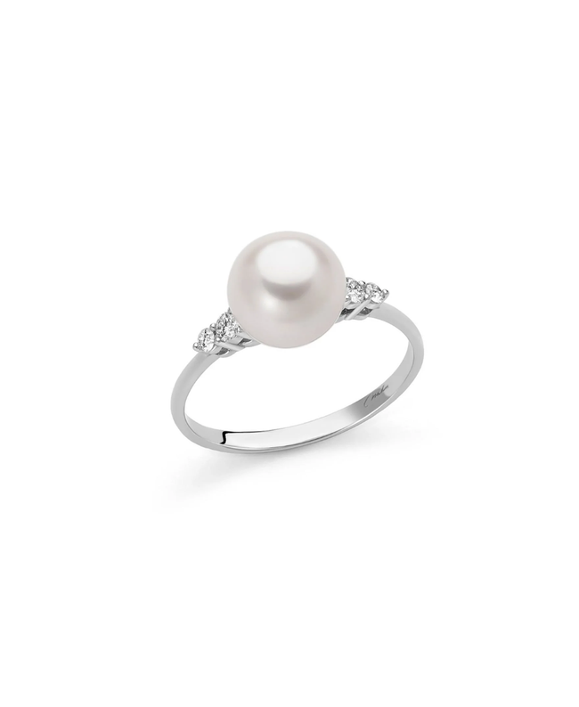 Miluna Anello con Perla e Diamanti