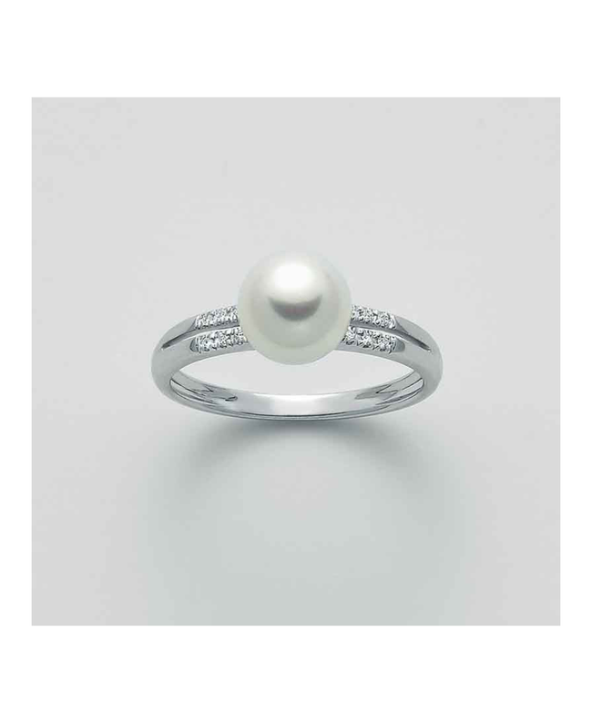 Miluna Anello con Perla e Diamanti