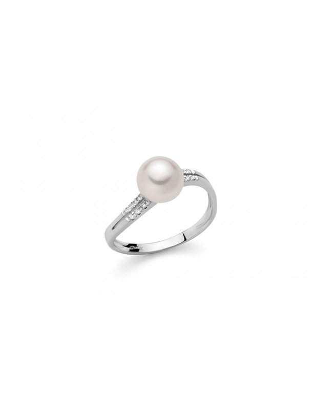 Miluna Anello con Perla e Diamanti
