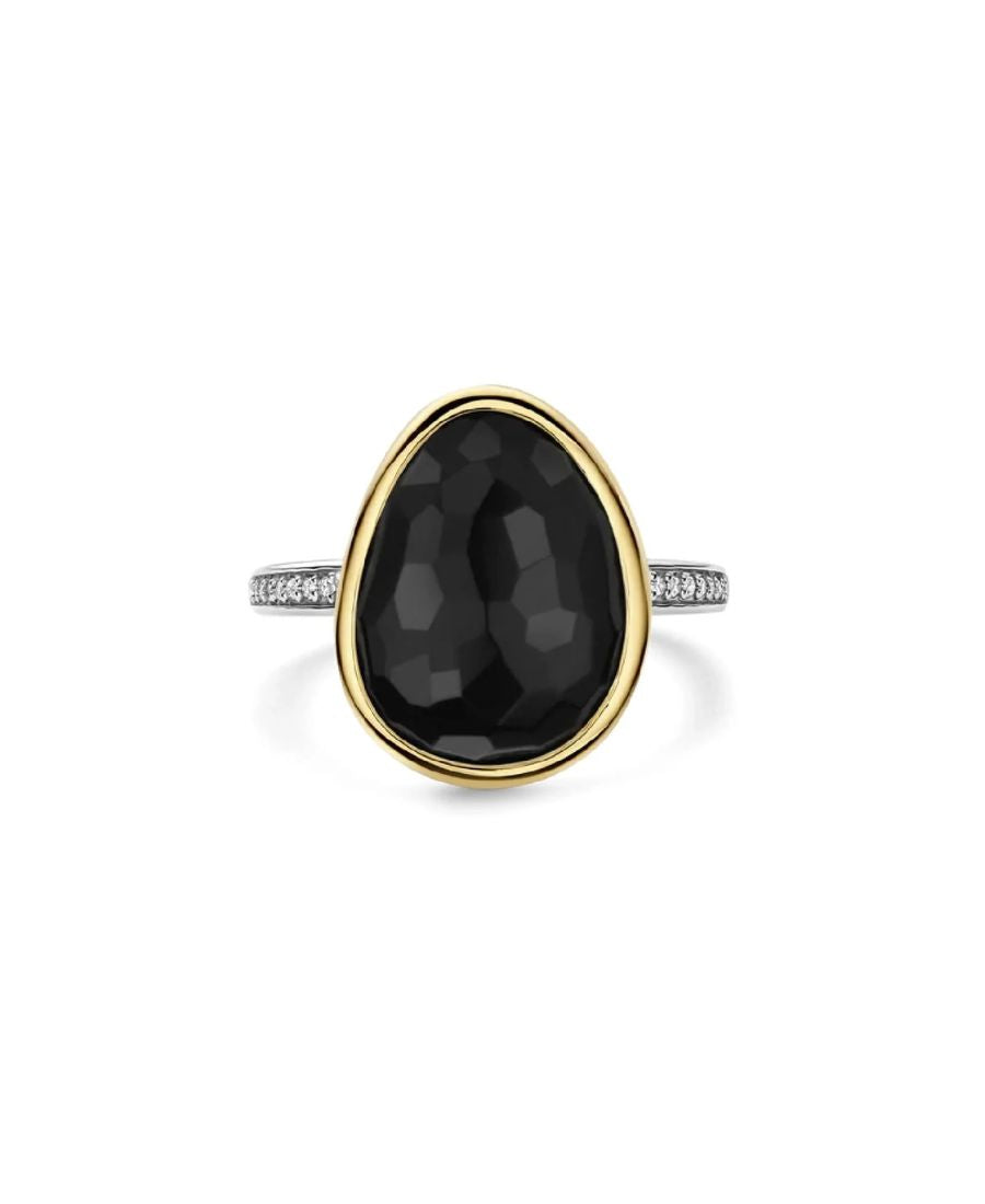 Ti Sento Milano Anello Bicolor Con Pietra Nera