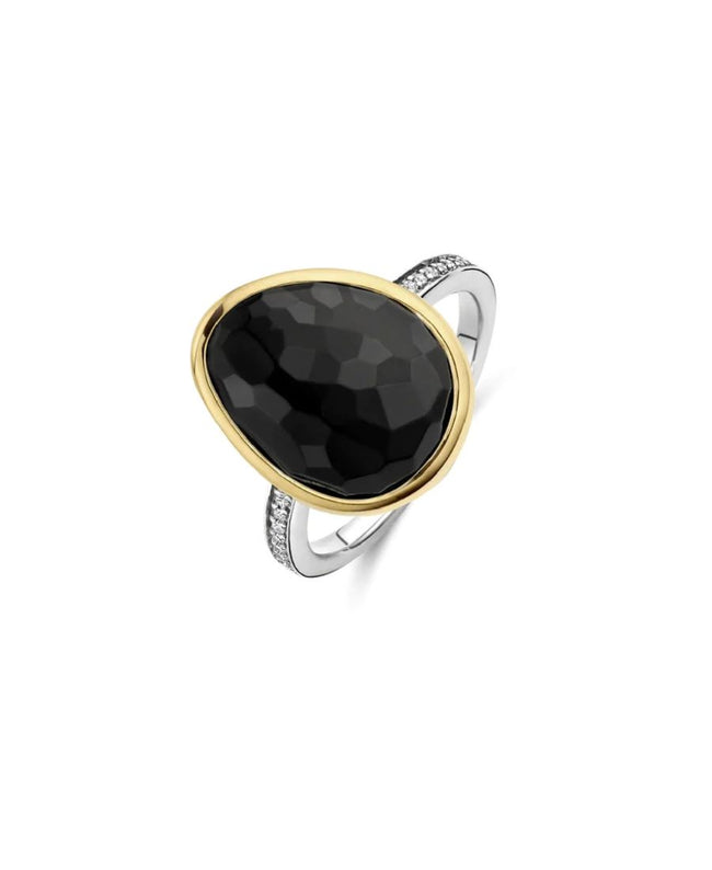 Ti Sento Milano Anello Bicolor Con Pietra Nera