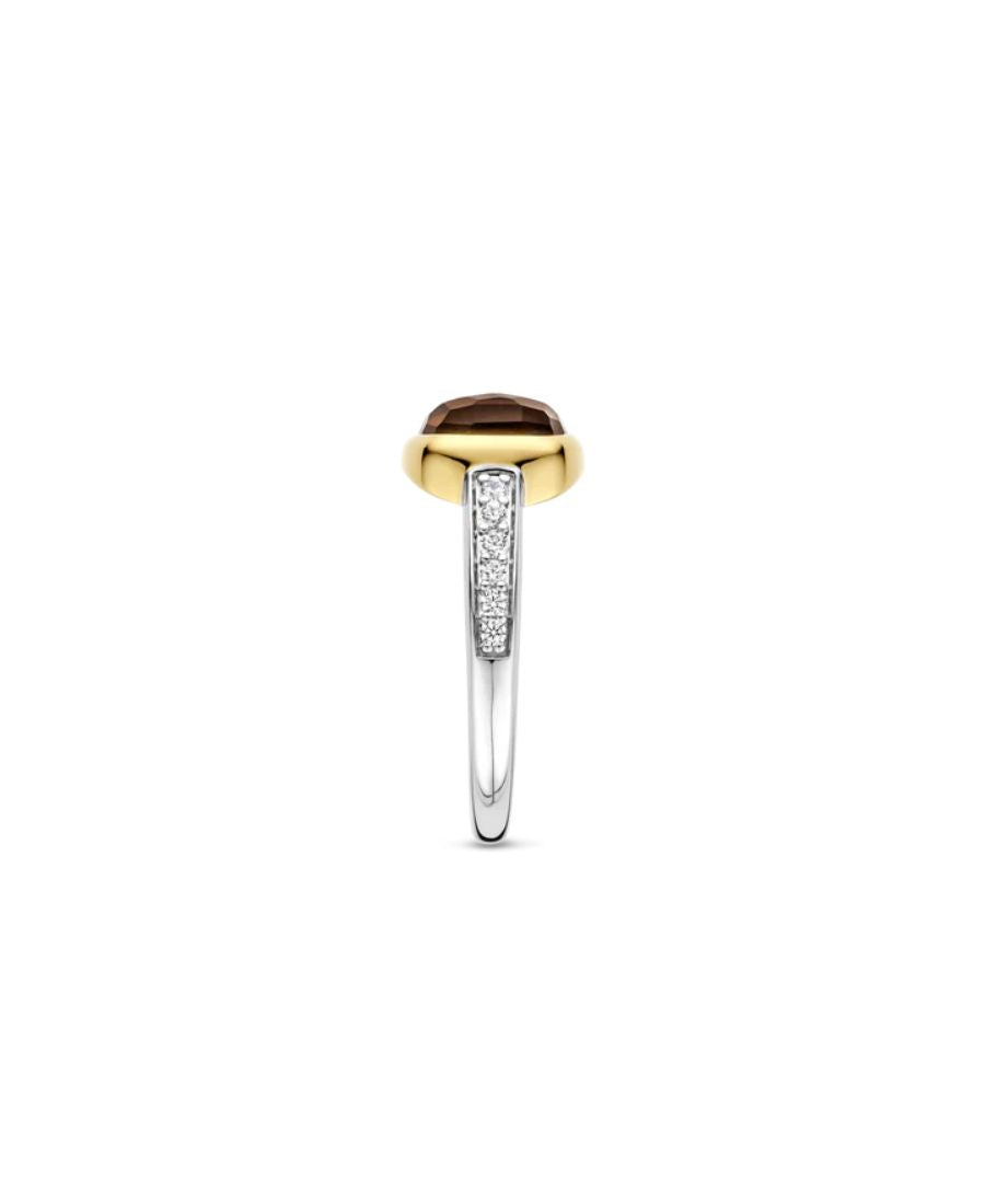 Ti Sento Milano Anello Bicolor Con Pietra Fumè