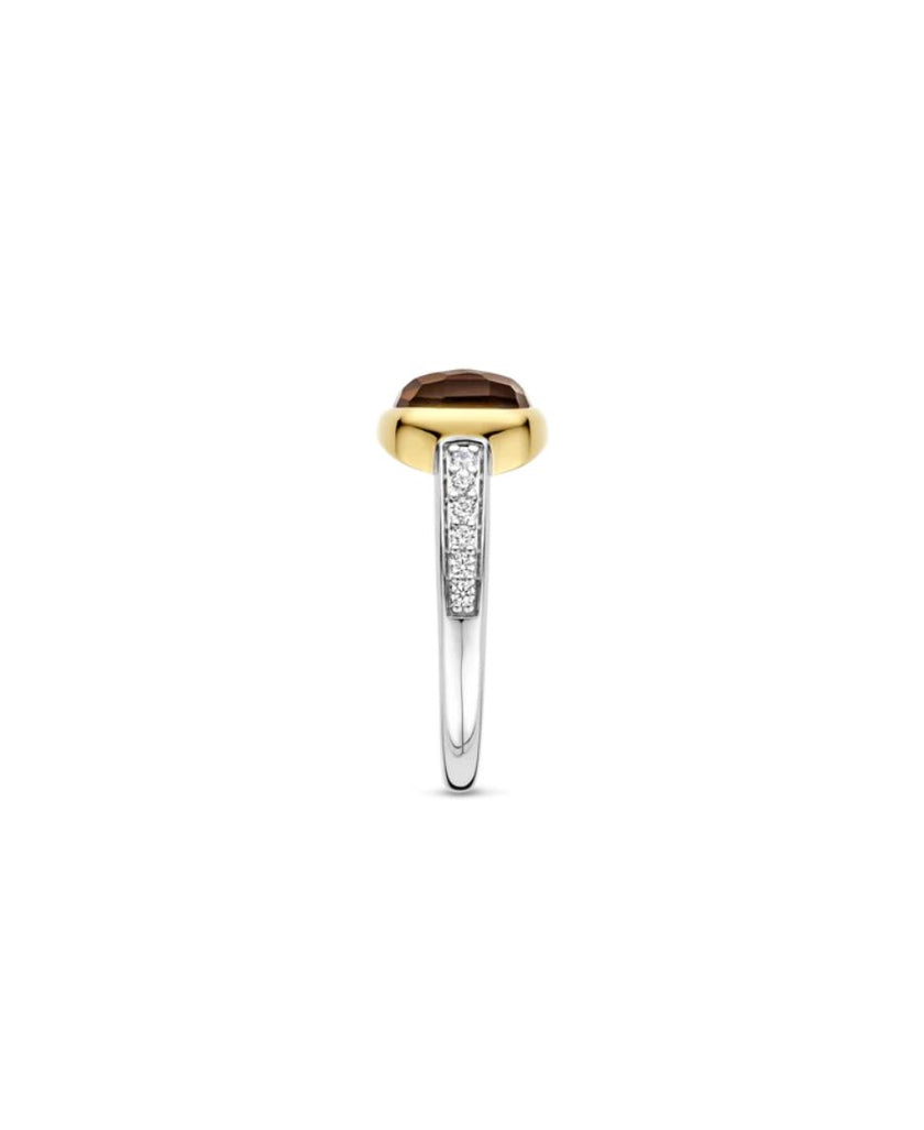 Ti Sento Milano Anello Bicolor Con Pietra Fumè