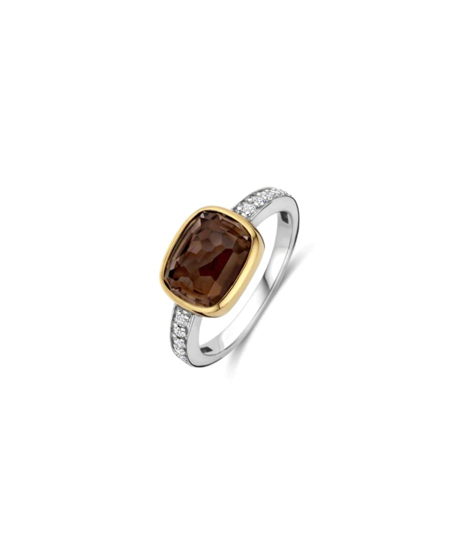 Ti Sento Milano Anello Bicolor Con Pietra Fumè