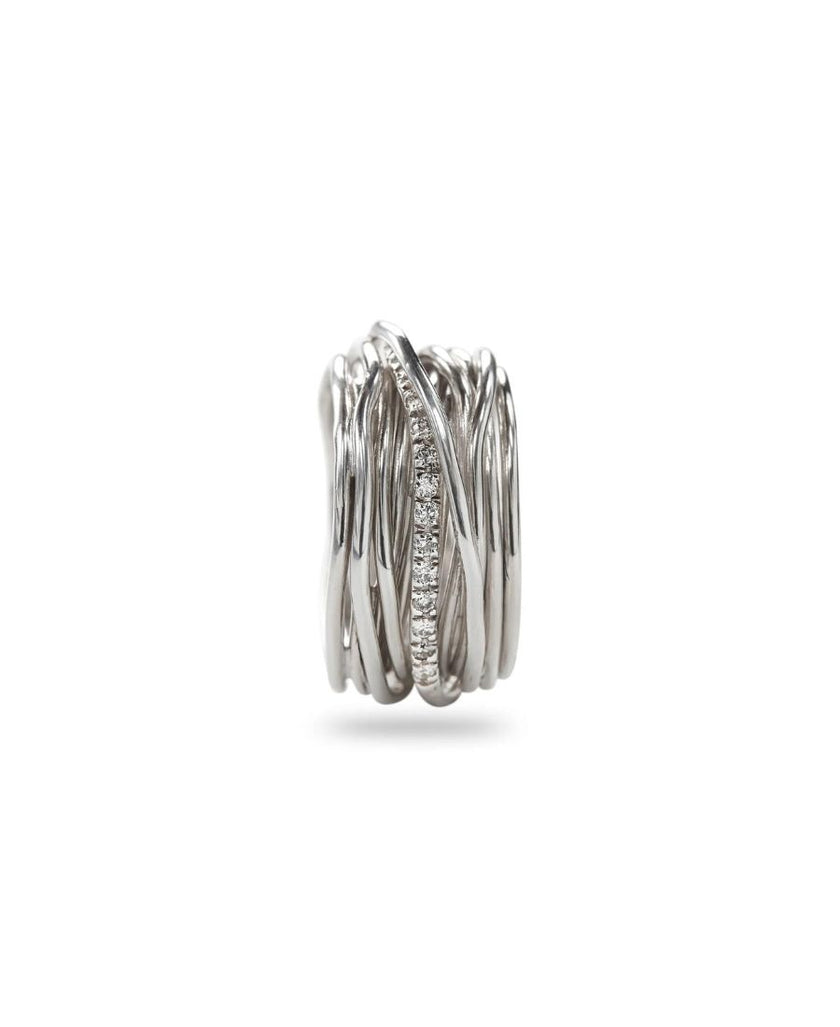 Filodellavita Anello Classic 13 Fili in Argento e 16 Diamanti Bianchi