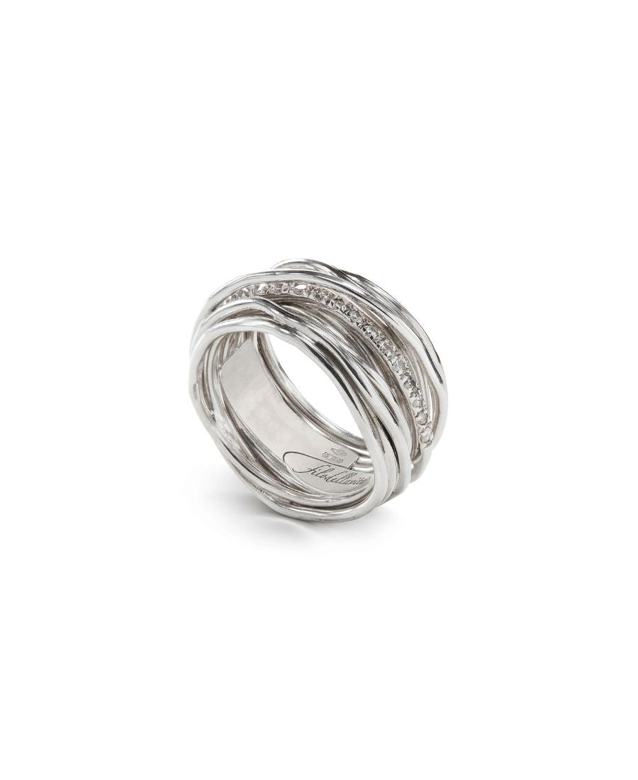 Filodellavita Anello Classic 13 Fili in Argento e 16 Diamanti Bianchi
