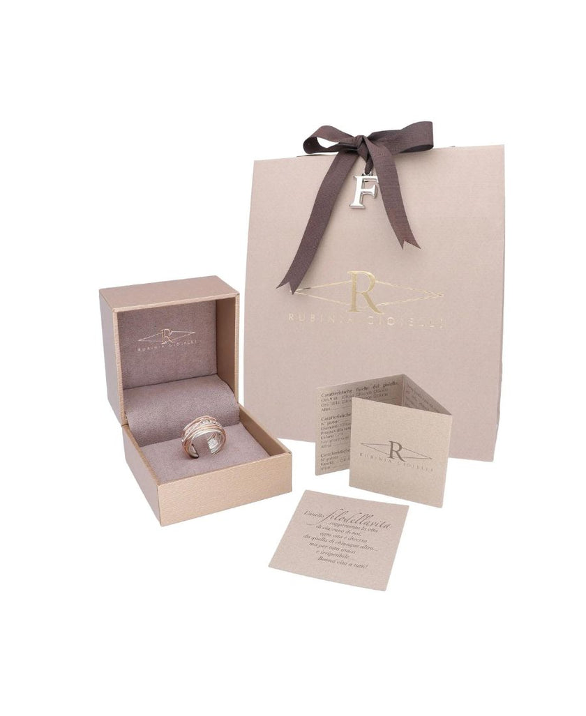 Filodellavita Anello Classic 13 Fili in Oro Rosa e 16 Diamanti Bianchi