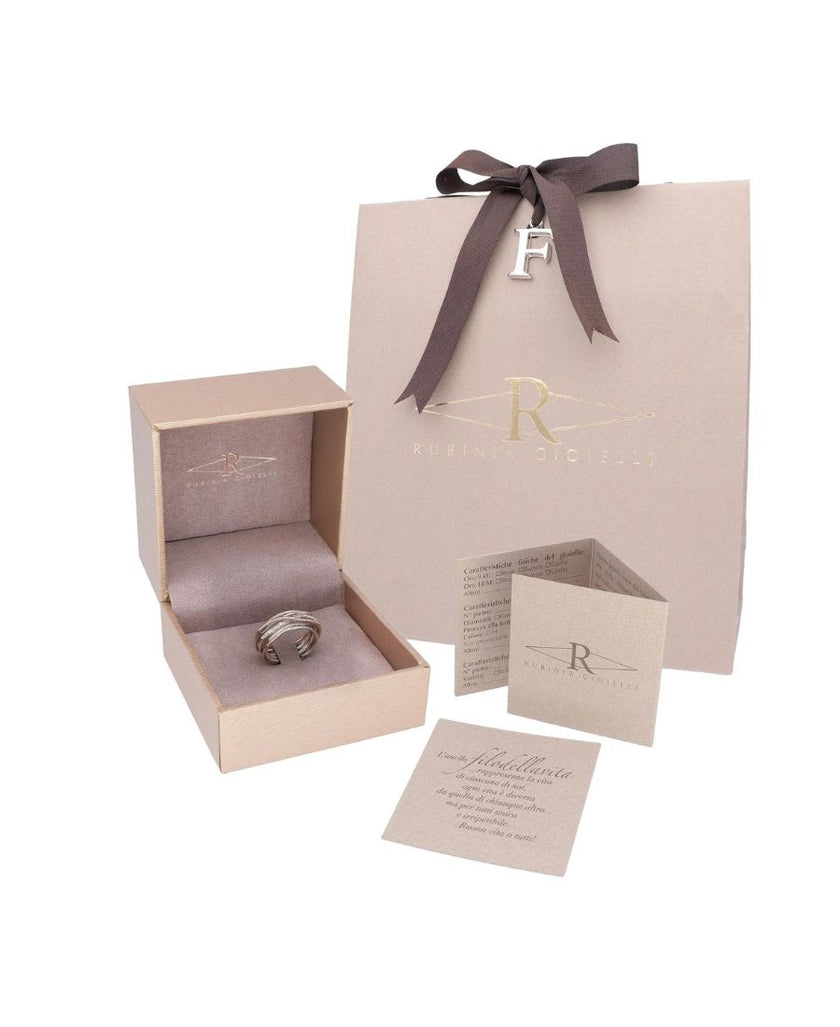 Filodellavita Carato Anello 13 Fili in Oro Rosa Argento e Diamanti Brown