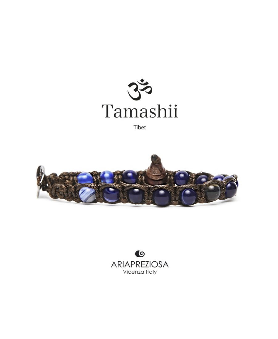 Bracciale Tamashii Agata Blu Scuro Striata 6 mm