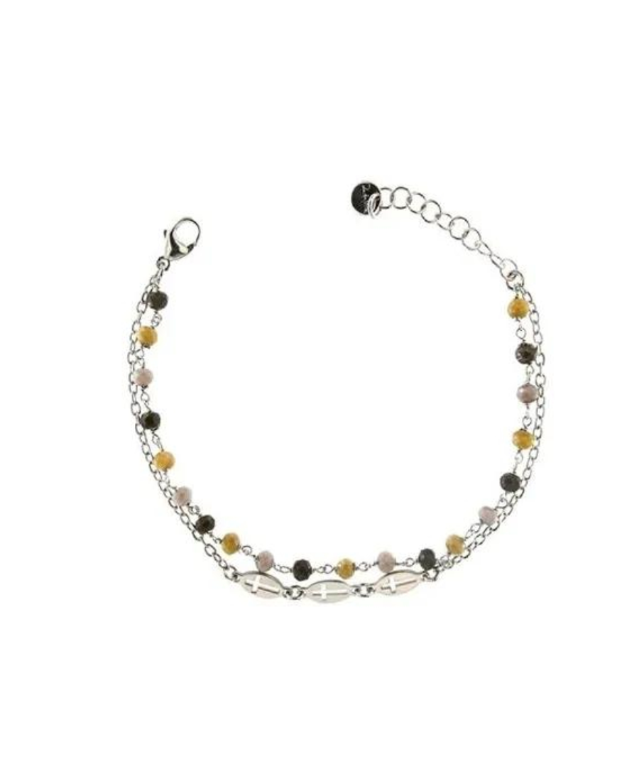 Rue Des Mille Bracciale Unisex con Croci Doppio Filo Tangle