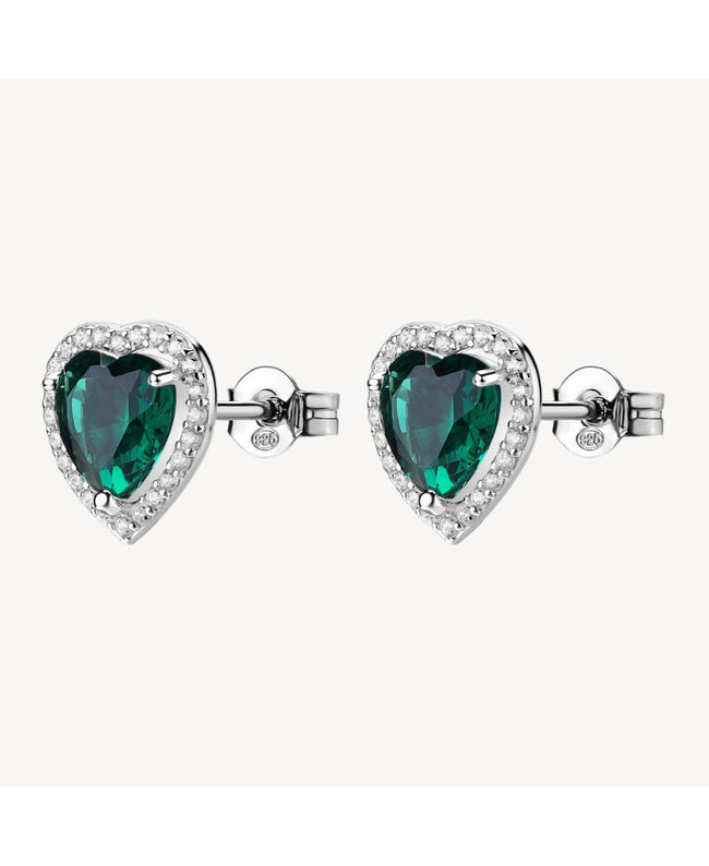 Brosway Orecchini Argento Fancy Cuore Verdi