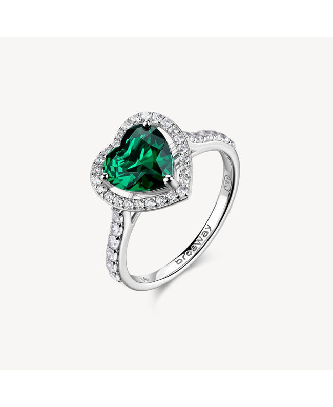 Brosway Anello Argento Fancy Cuore Verde
