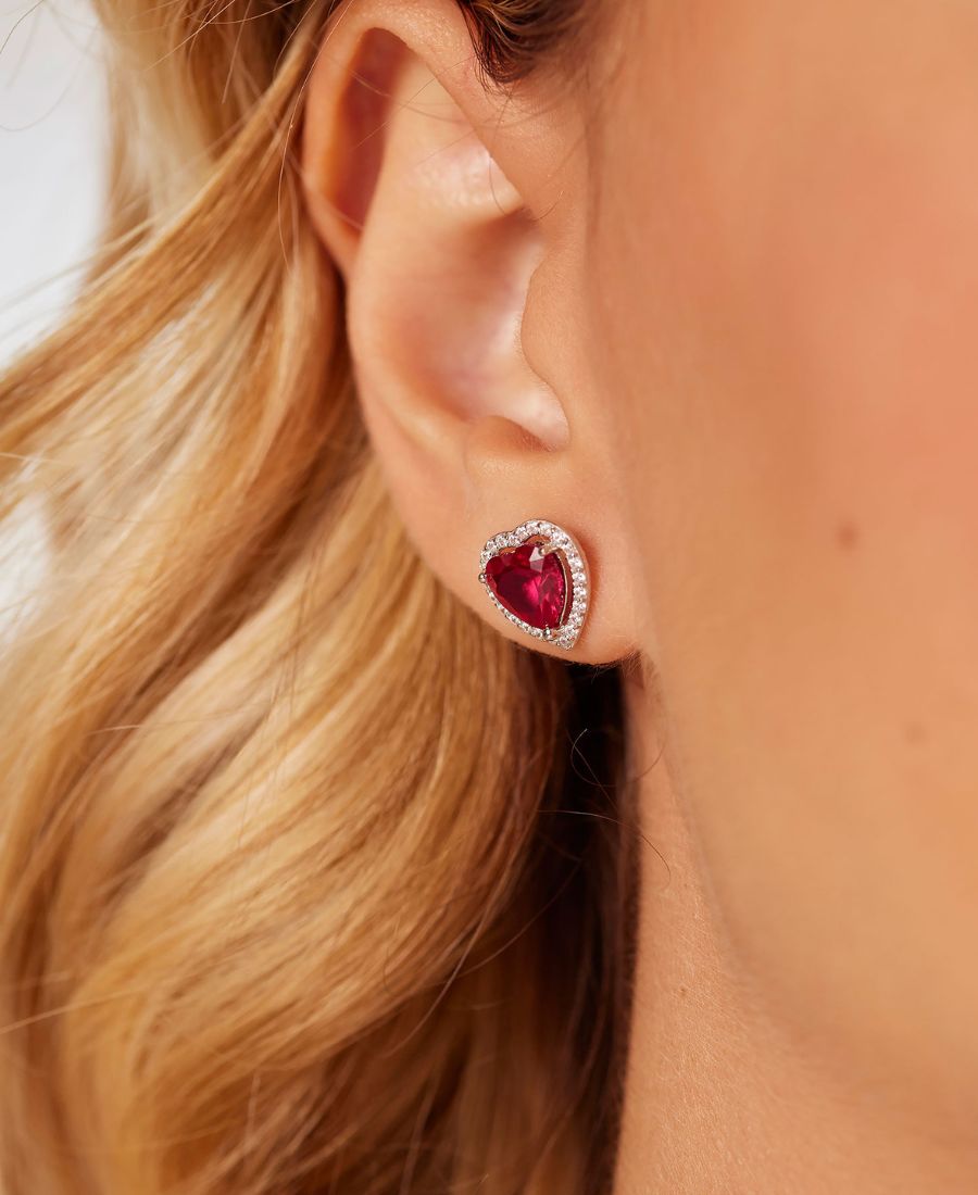 Brosway Orecchini Argento Fancy Cuore Rosso