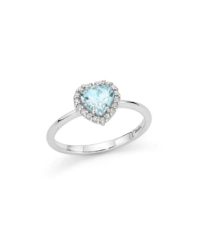Miluna Anello Cuore Acquamarina e Diamanti