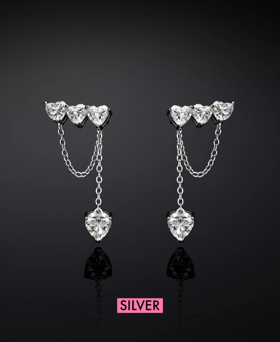 Chiara Ferragni Orecchini Pendenti Cuori Silver