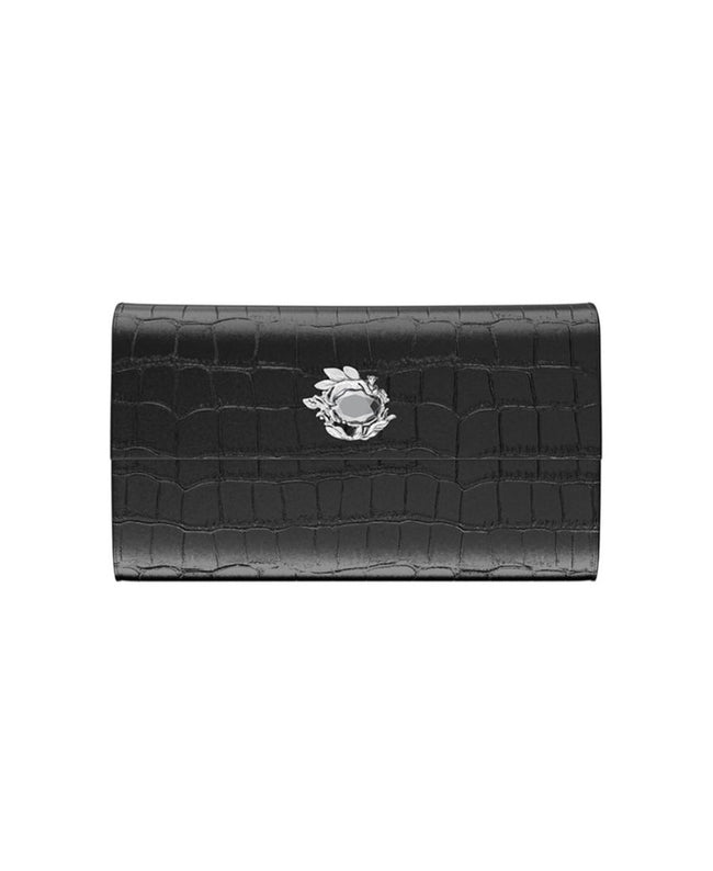 Giovanni Raspini Portafoglio Continental Jungle Pelle Croco Nera