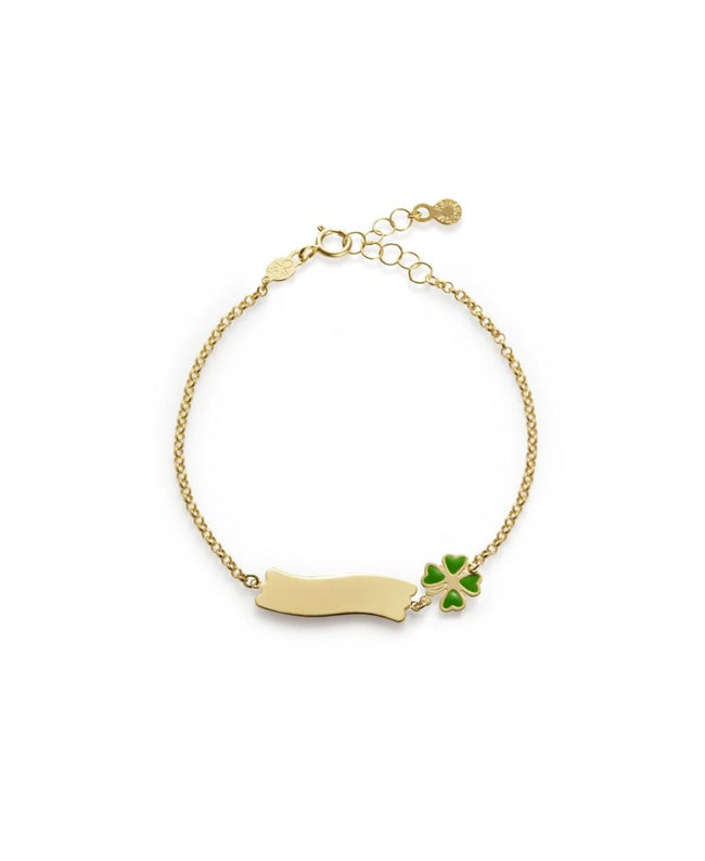 LeBebè Bracciale Fortuna con Quadrifoglio e Targhetta