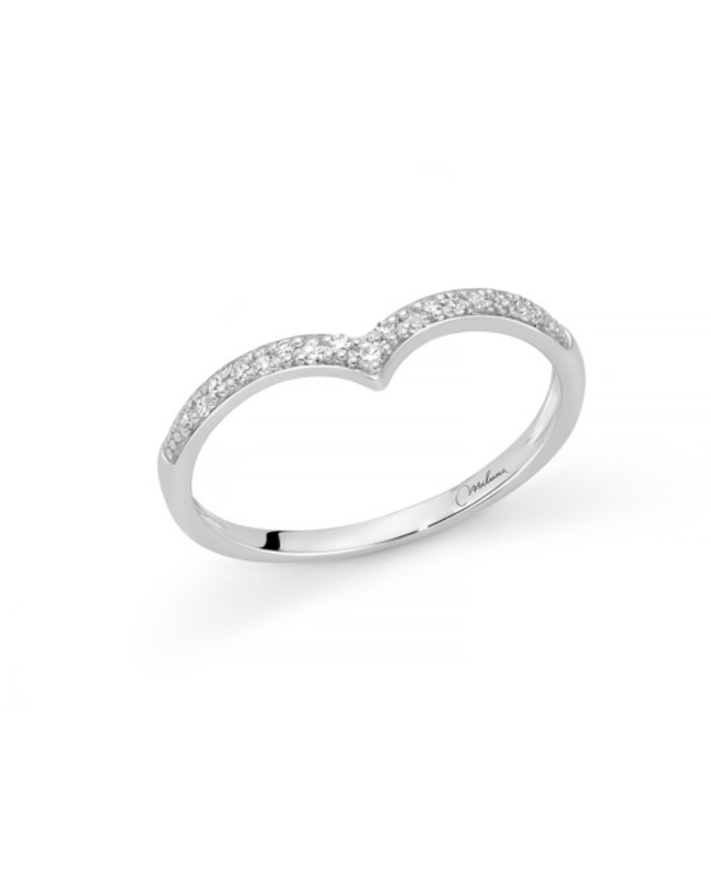 Miluna Anello Chevron con Pavé di Diamanti in Oro Bianco 9Kt