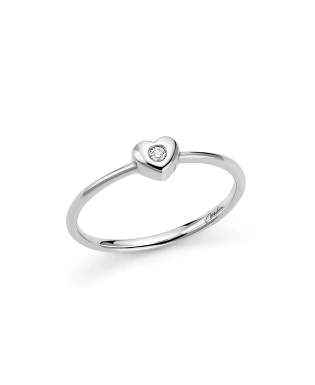 Miluna Anello in Oro Bianco 9Kt con Cuore e Diamante