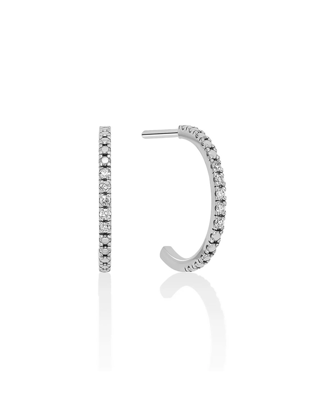 Miluna Orecchini a Cerchio in Oro Bianco 9Kt con Diamanti
