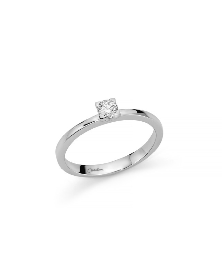Miluna Anello Solitario in Oro Bianco e Diamante