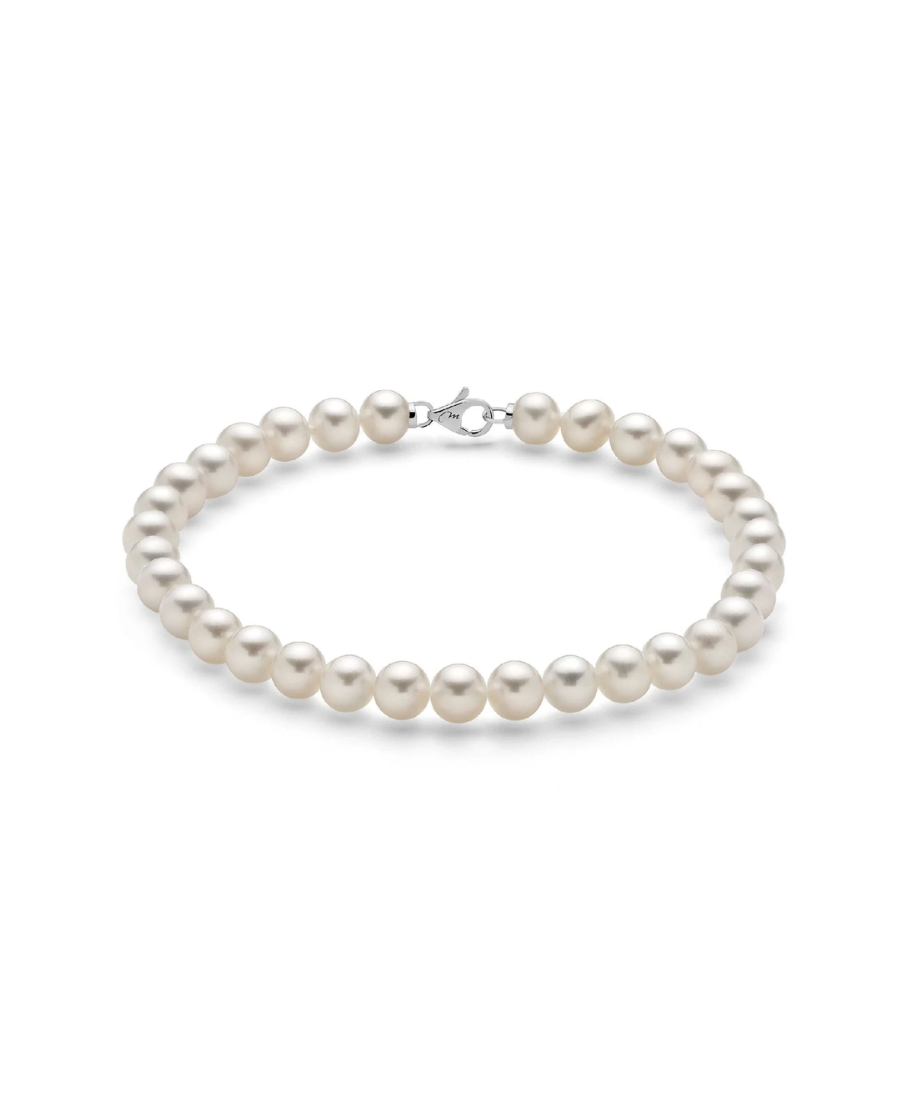 Miluna Bracciale di Perle in Oro Bianco 6,5-7