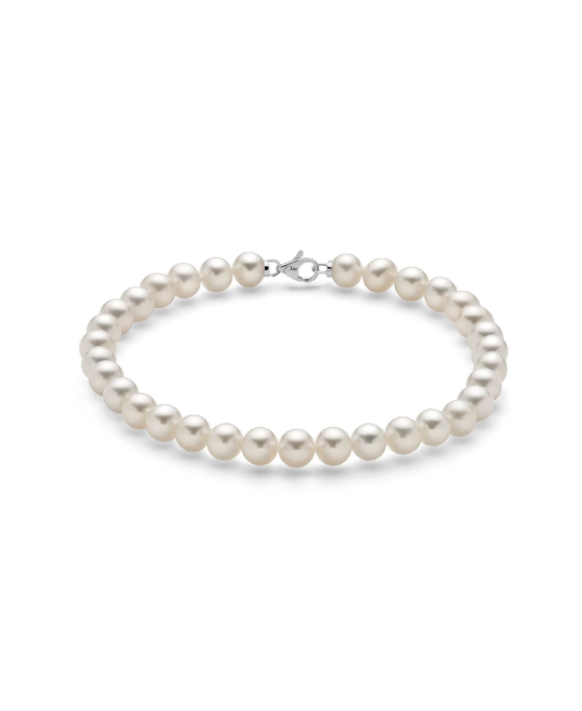 Miluna Bracciale di Perle in Oro Bianco 6,5-7
