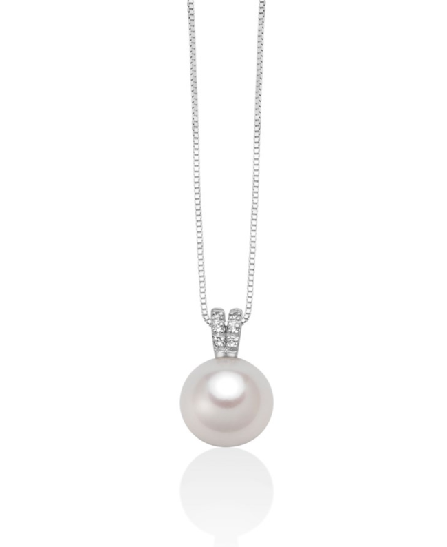 Miluna Collana con Perla in Oro Bianco e Diamanti