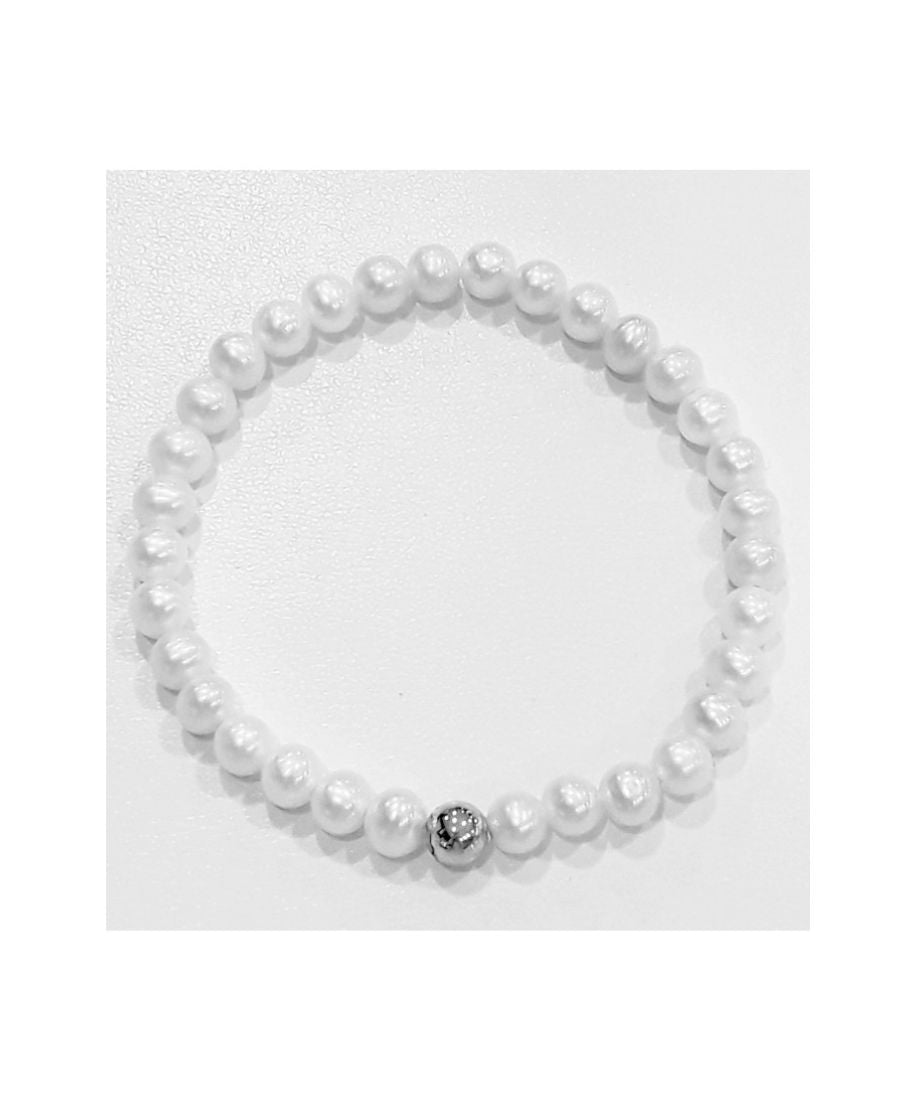 Miluna Bracciale di Perle con Boule in Argento