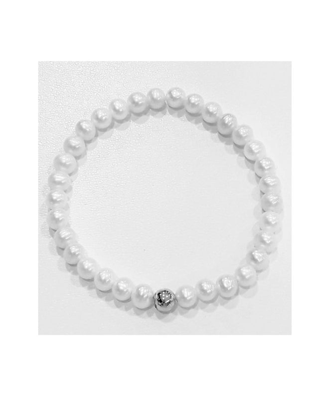 Miluna Bracciale di Perle con Boule in Argento