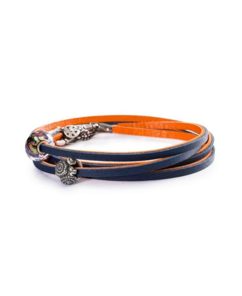 Trollbeads Bracciale Base Cuoio Arancione/Blu