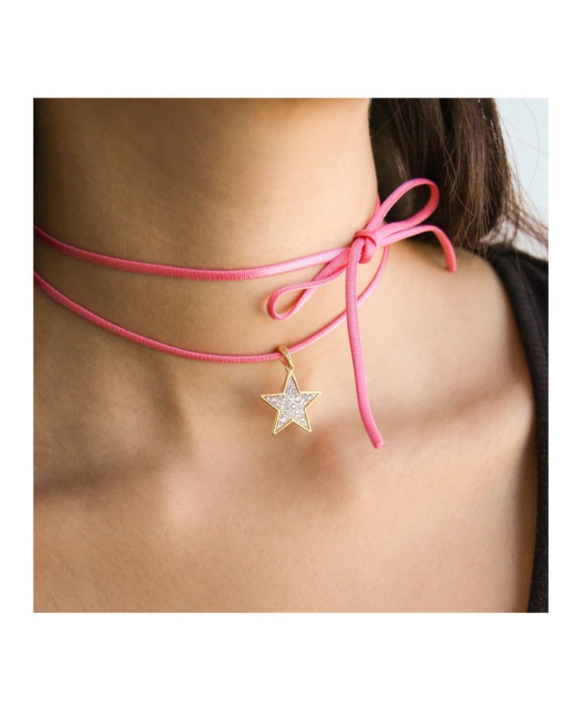 Rue Des Mille Ciondolo con Choker Rosa Stella Pavè Oversized Stardust Ten