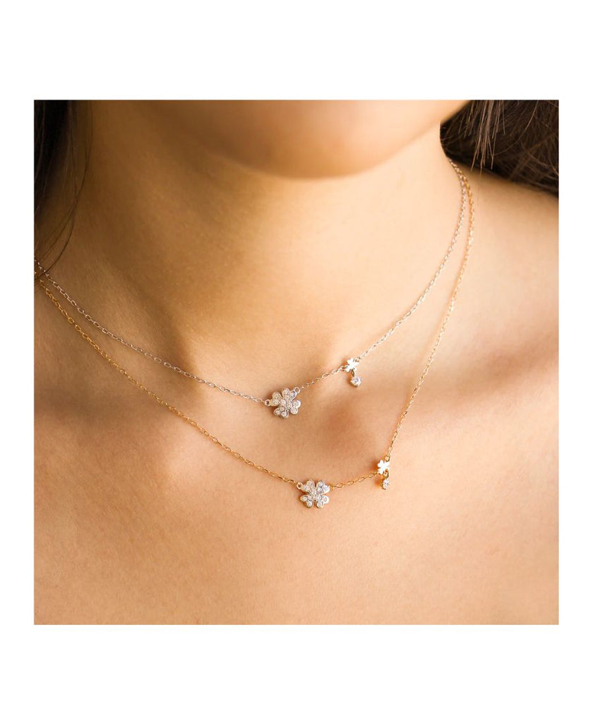 Rue Des Mille Girocollo Quadrifoglio Pavé Stardust Ten