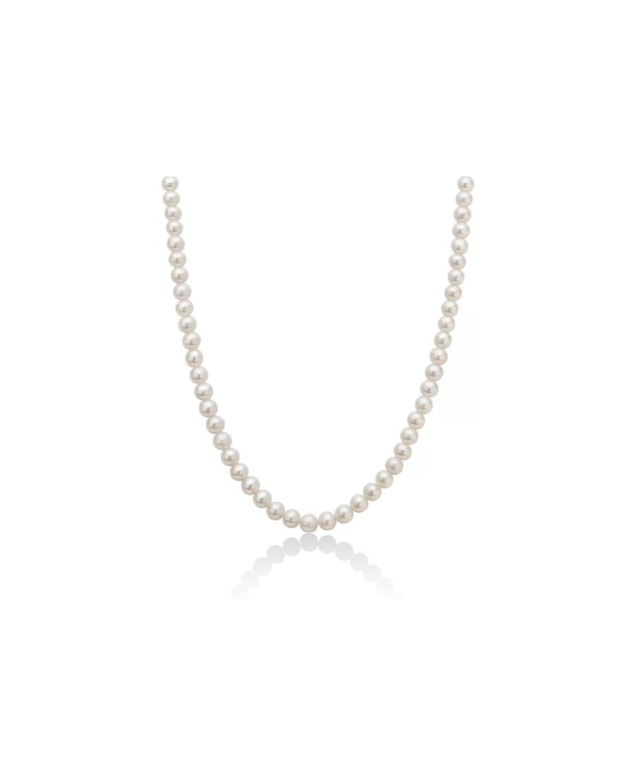 Miluna Collana Filo di Perle con Chiusura in Oro Bianco 6,5-7 mm