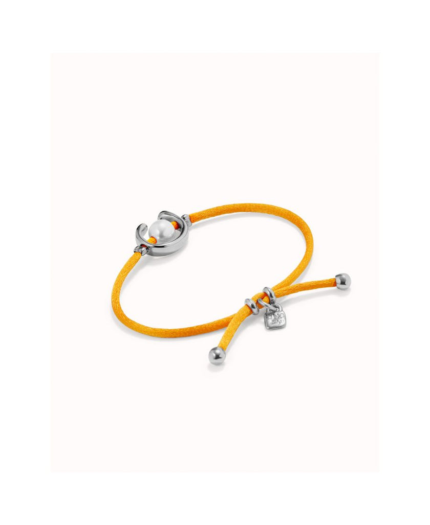 UNO de 50 Bracciale in Filo Arancio con Perla placcato Argento