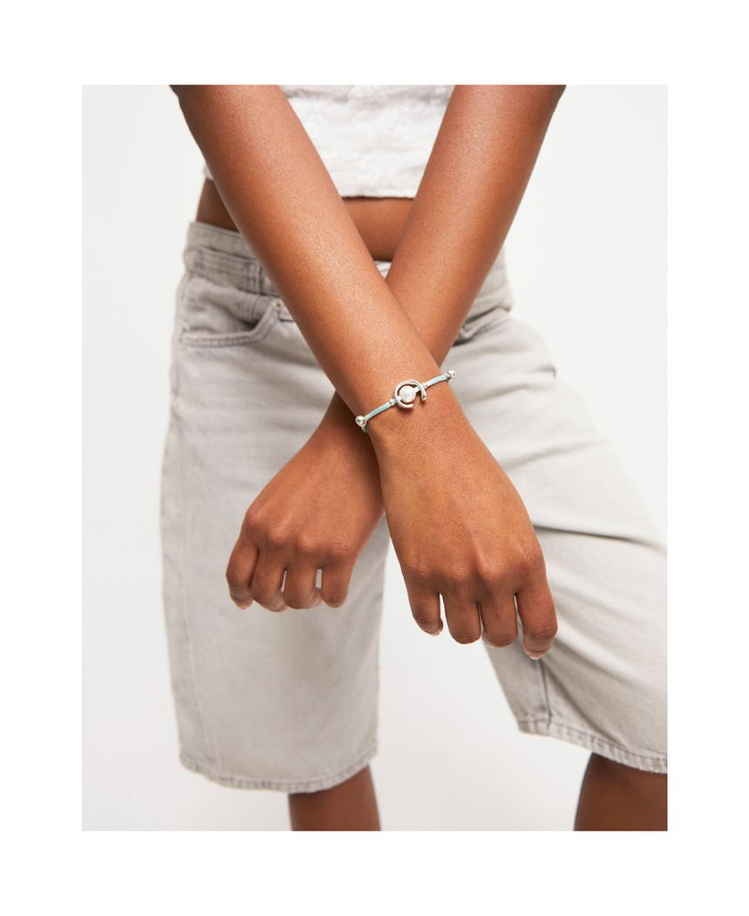 UNO de 50 Bracciale in Filo Verde Acqua con Perla placcato Argento