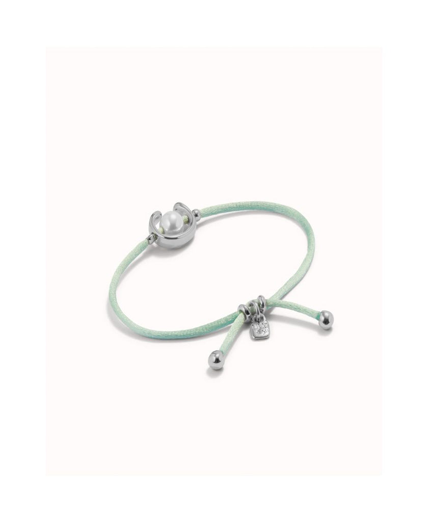 UNO de 50 Bracciale in Filo Verde Acqua con Perla placcato Argento