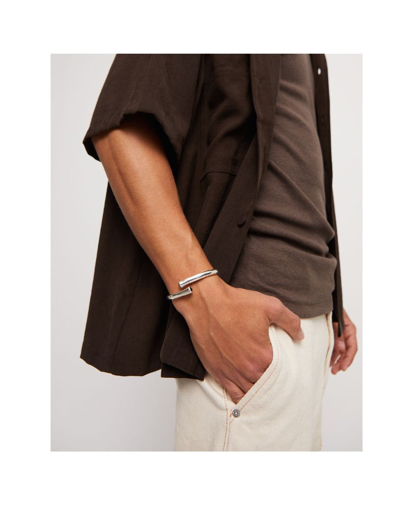 UNOde50 Bracciale Rigido Placcato Argento Sterling e Cristallo Nero