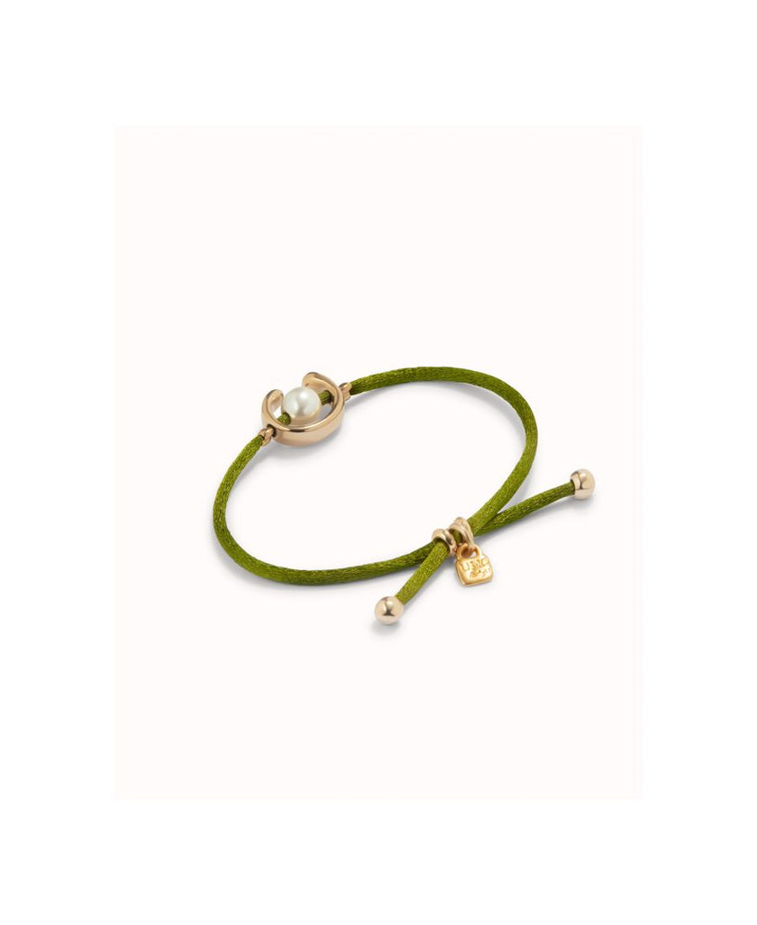 UNO de 50 Bracciale in Filo Verde Scuro con Perla placcato oro 18kt