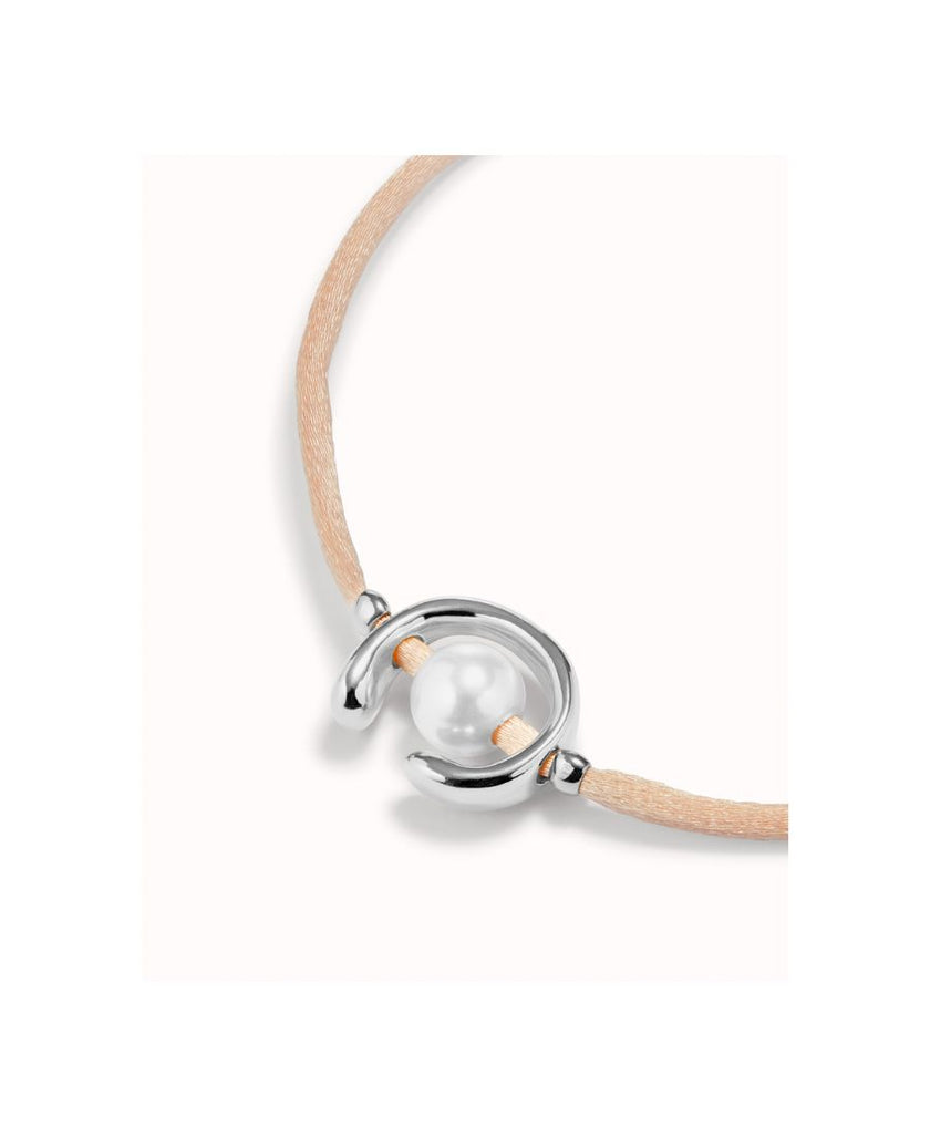 UNO de 50 Bracciale in Filo Salmone con Perla placcato Argento