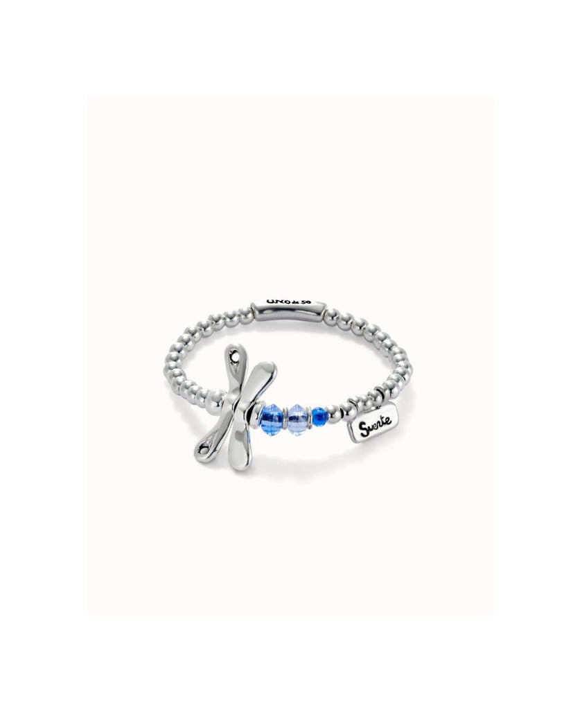 UNO DE 50 Bracciale Elastico con Libellula Placcato Argento Sterling