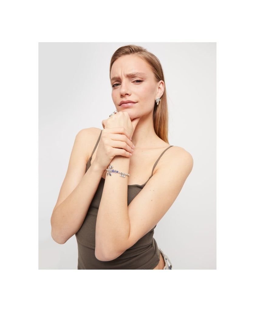 UNO DE 50 Bracciale Elastico con Libellula Placcato Argento Sterling