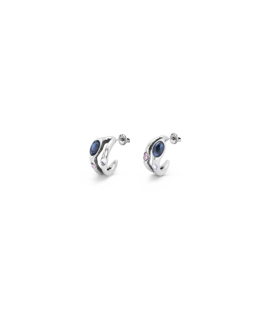 UNO DE 50 Orecchini Placcati Argento Sterling con Cristallo Nero