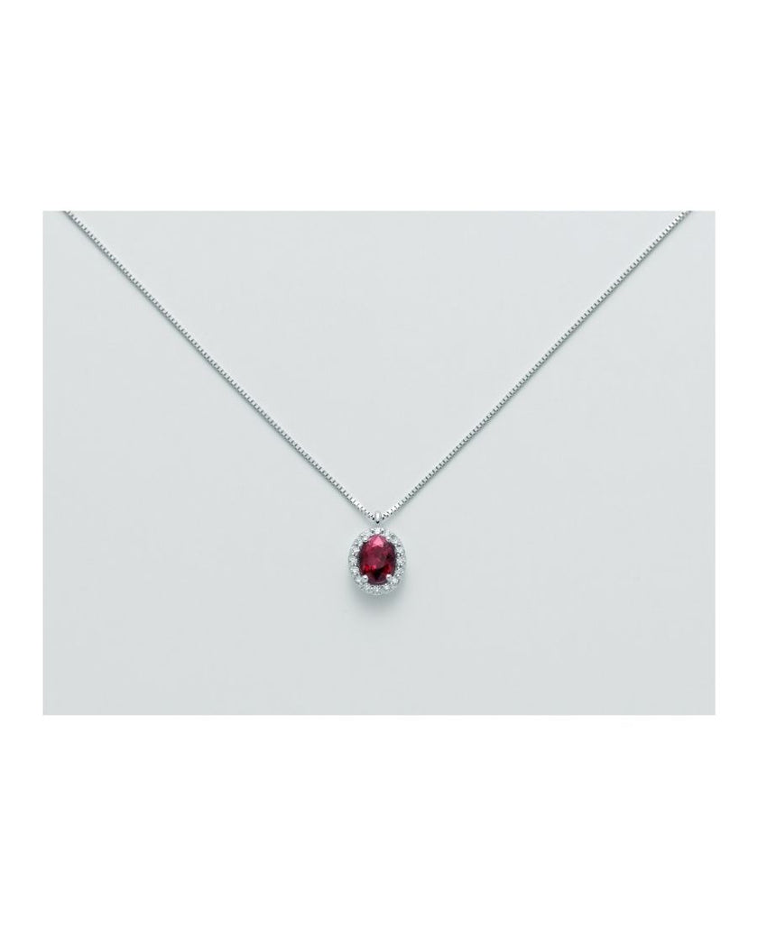 Miluna Collana in oro bianco, diamanti e rubino centrale