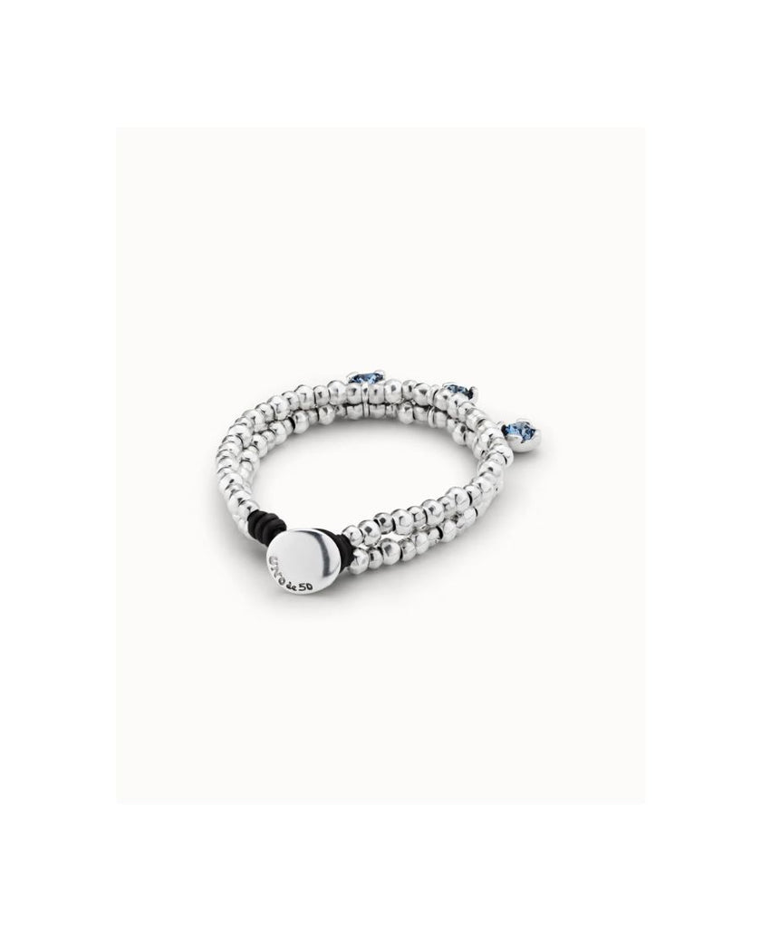 UNOde50 Bracciale Sterling con sfere e cristalli blu