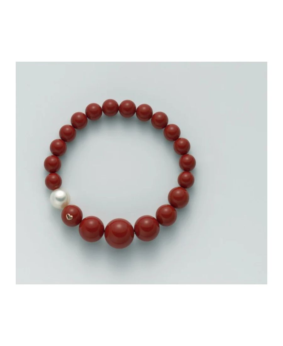 Bracciale Miluna Agglomerato Corallo Rosso e Perla