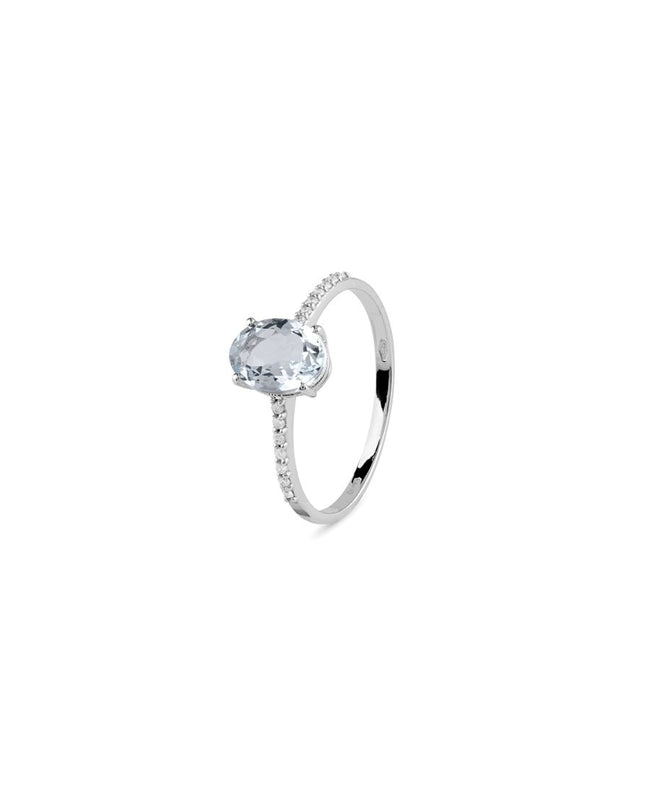 Bliss Anello con Acquamarina e Diamanti
