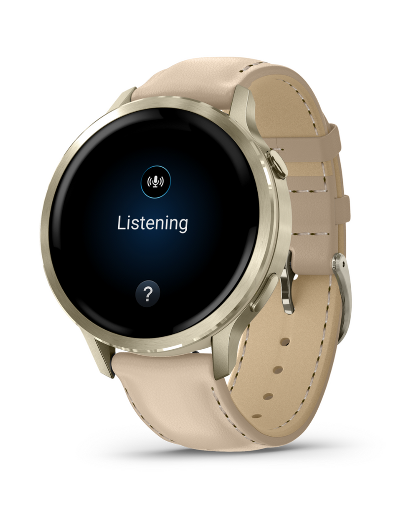 Garmin Venu® 4 - 41 mm, con cinturino in pelle Beige Chiaro