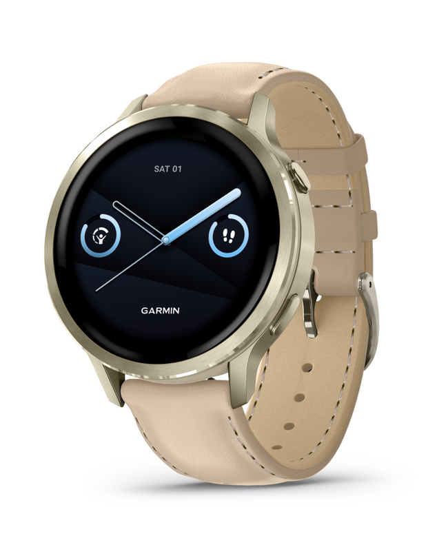 Garmin Venu® 4 - 41 mm, Lunar Gold & Beige Leather