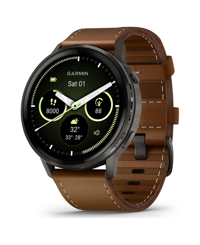 Garmin Venu® 4 - 45 mm, con cinturino in Pelle Marrone